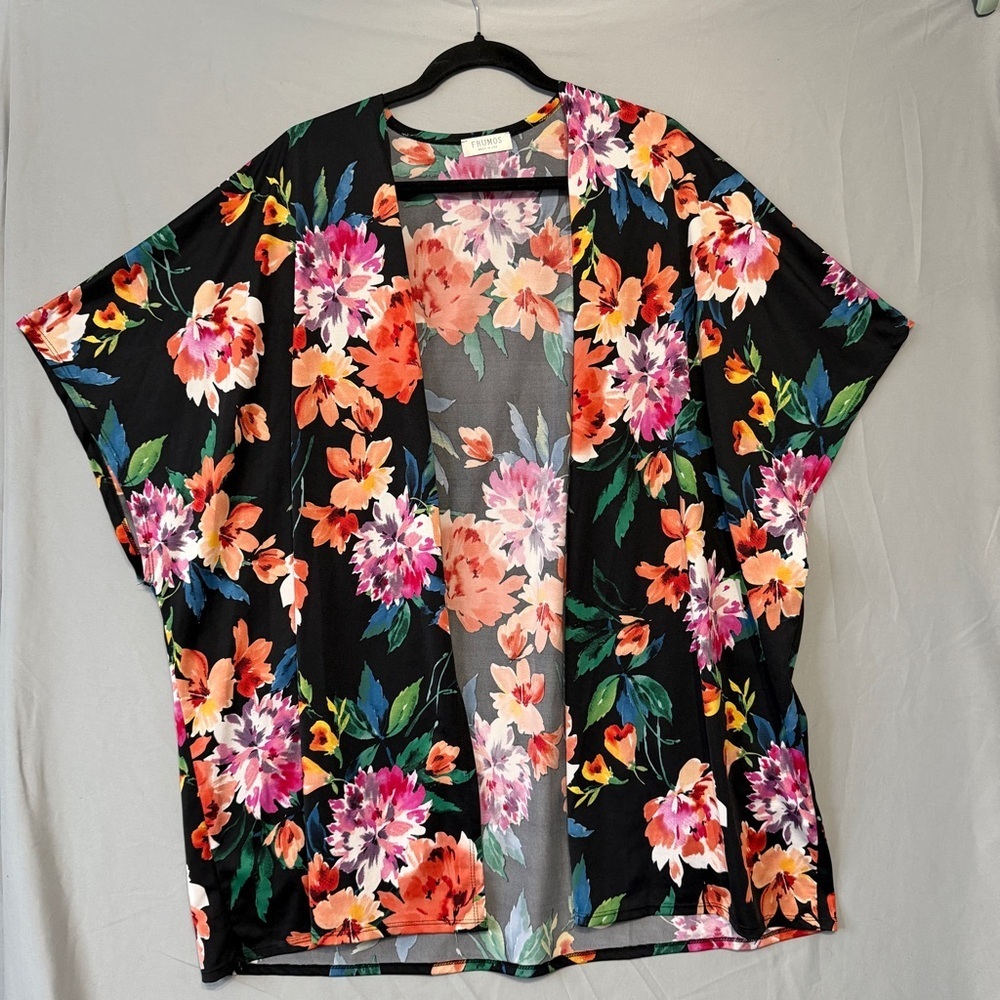 Frumos Womens Floral Kimono Size 2XL Tropical Resortwear Beach Vacation Soft